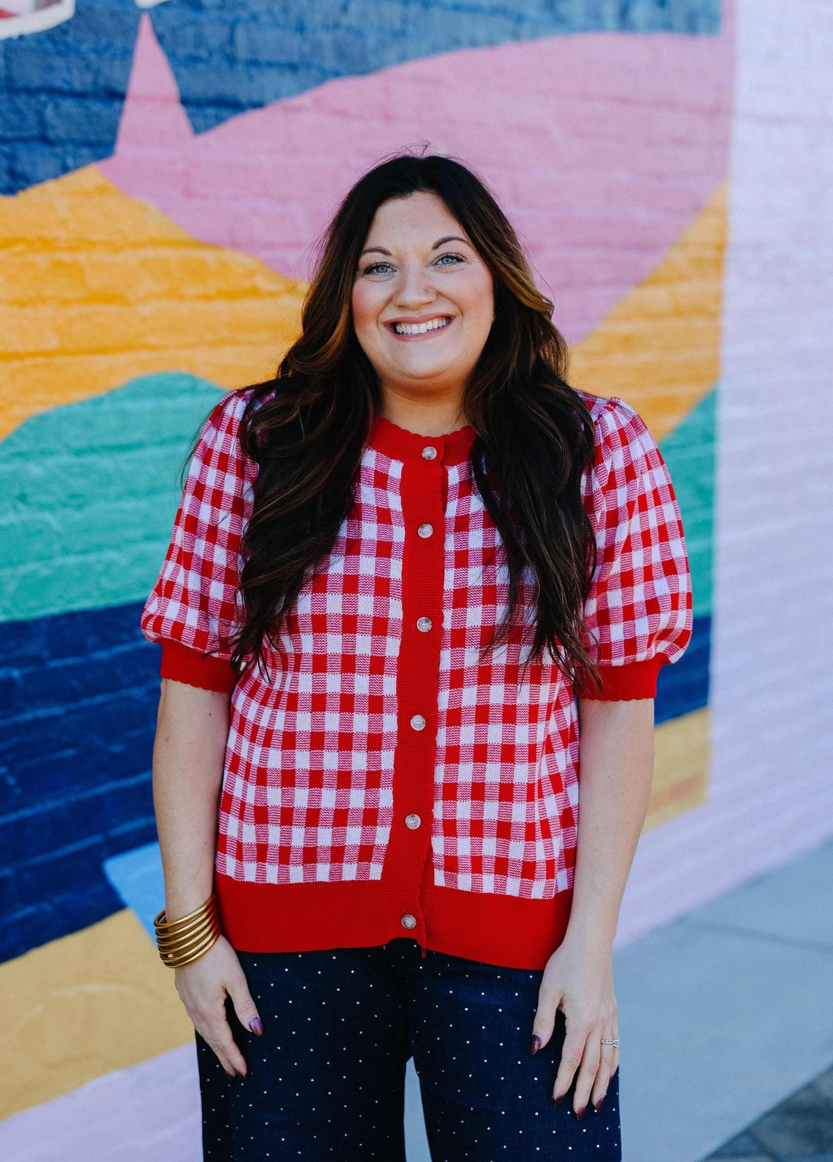 Sweetheart Check Knit Cardigan