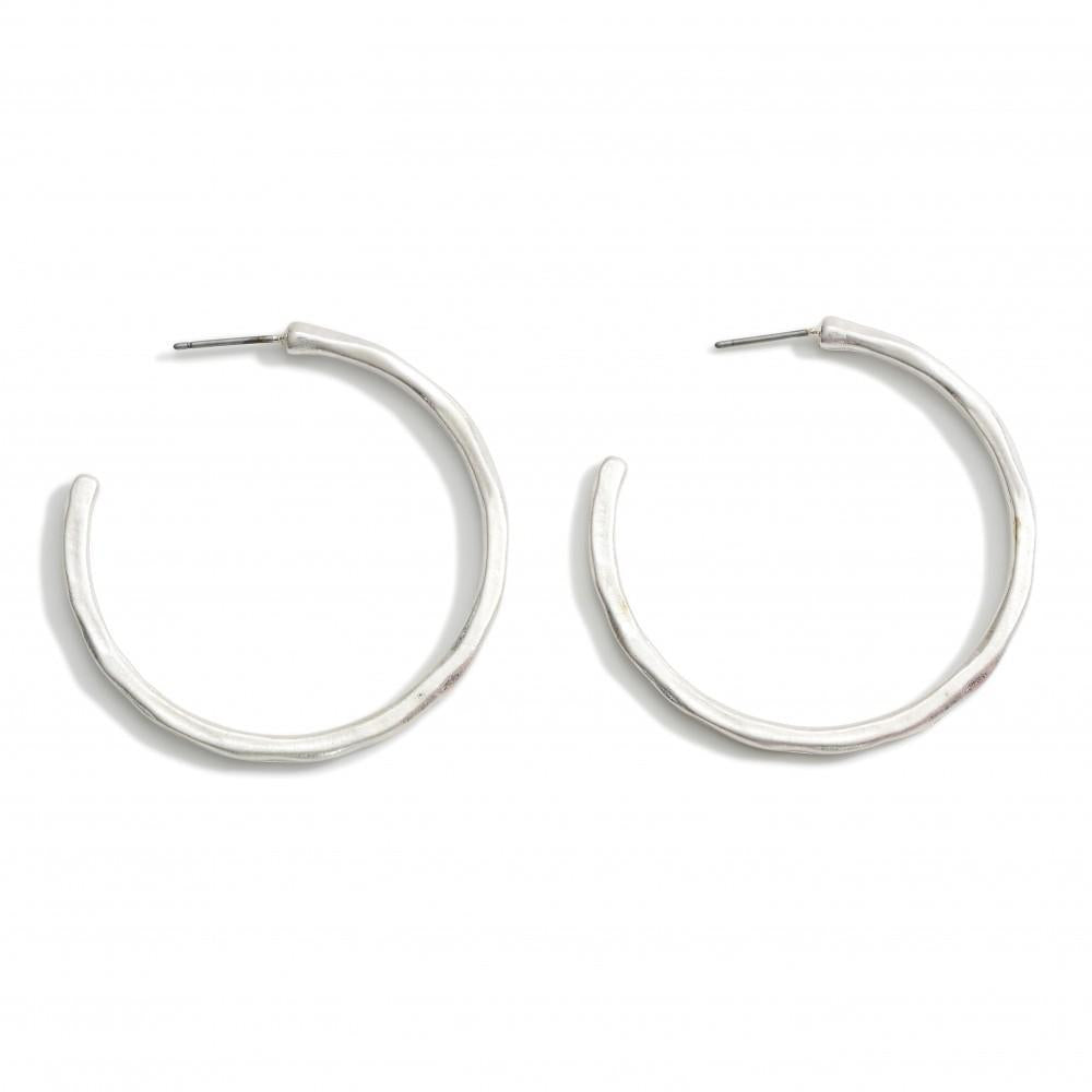 Silver Hammered Hoop