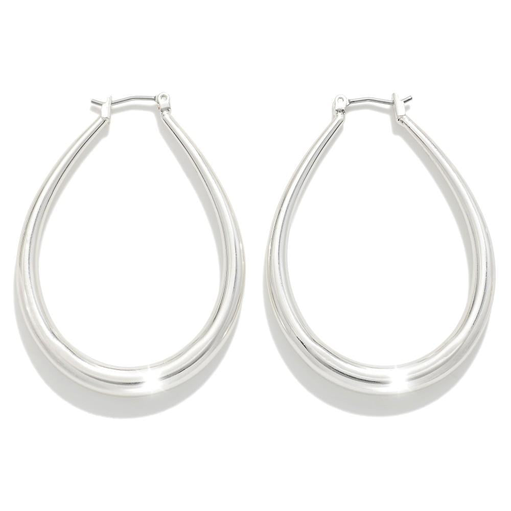 Silver Hollow Hoop Earrings