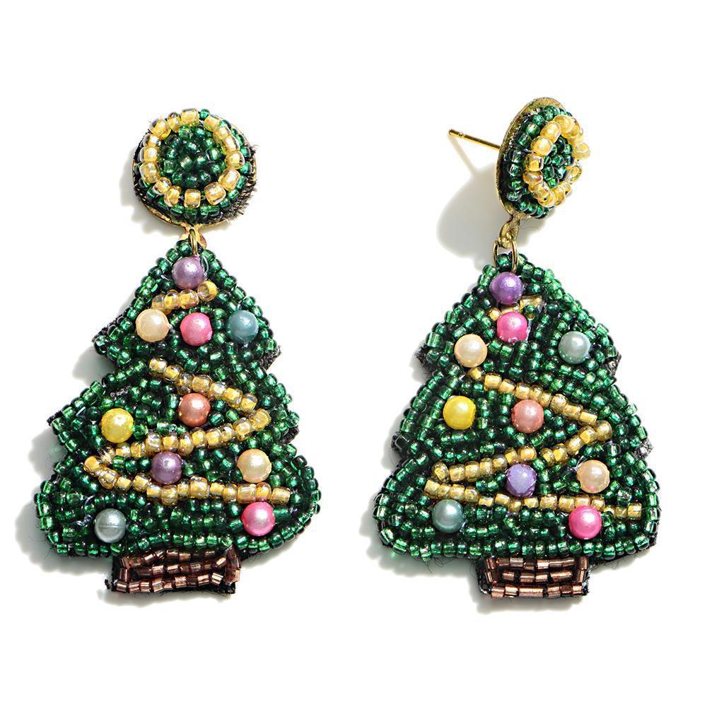 Oh Christmas Tree Beaded Earrings