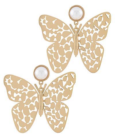 Butterfly and Pearl Earrings