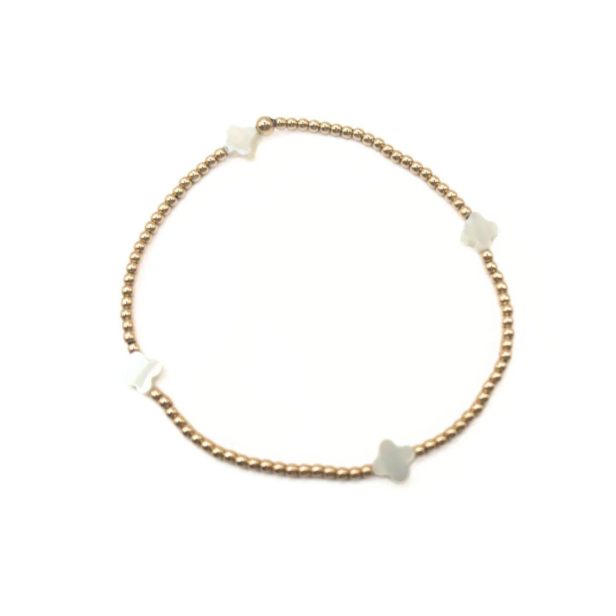 The Lucky Clover Bracelet in White Mother of Pearl by Erin Gray