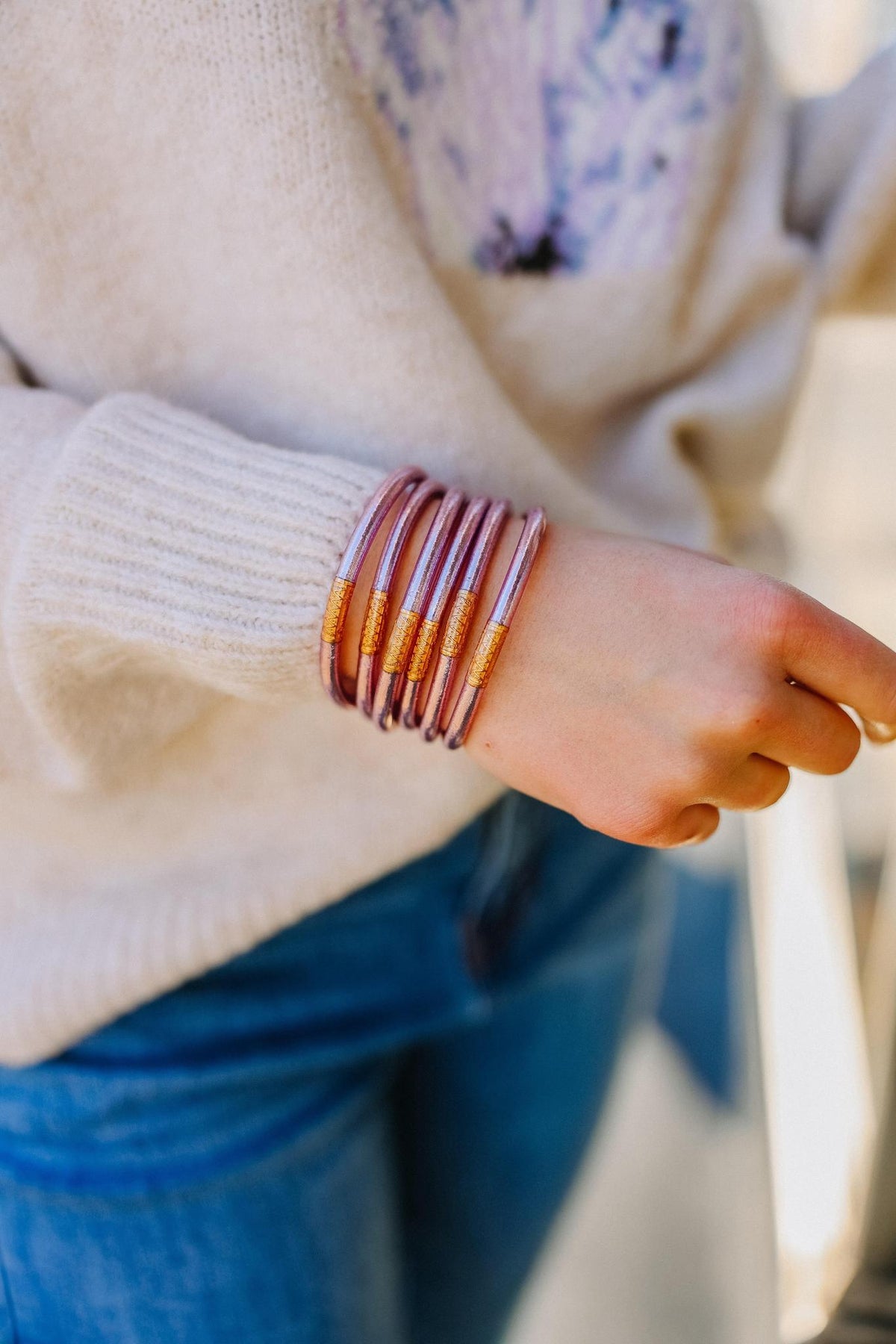 Ice Rose All Weather Bangles By BuDhaGirl (Set Of 6)
