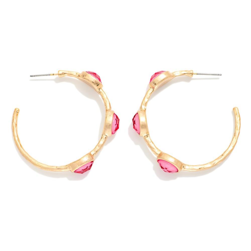 Pink Oval Hoop Earrings