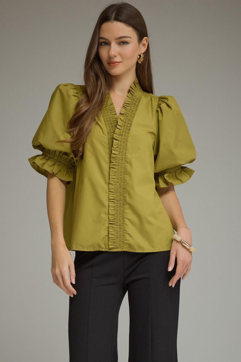 Ruffle Puff Sleeve Blouse