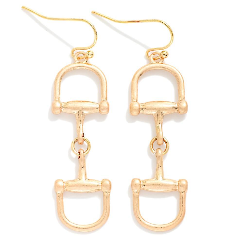 Gold Double Horse Shoe Earrings