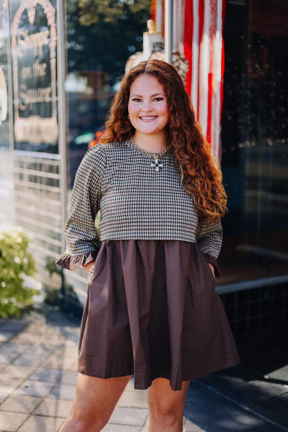 Autumn Grid Mini Dress