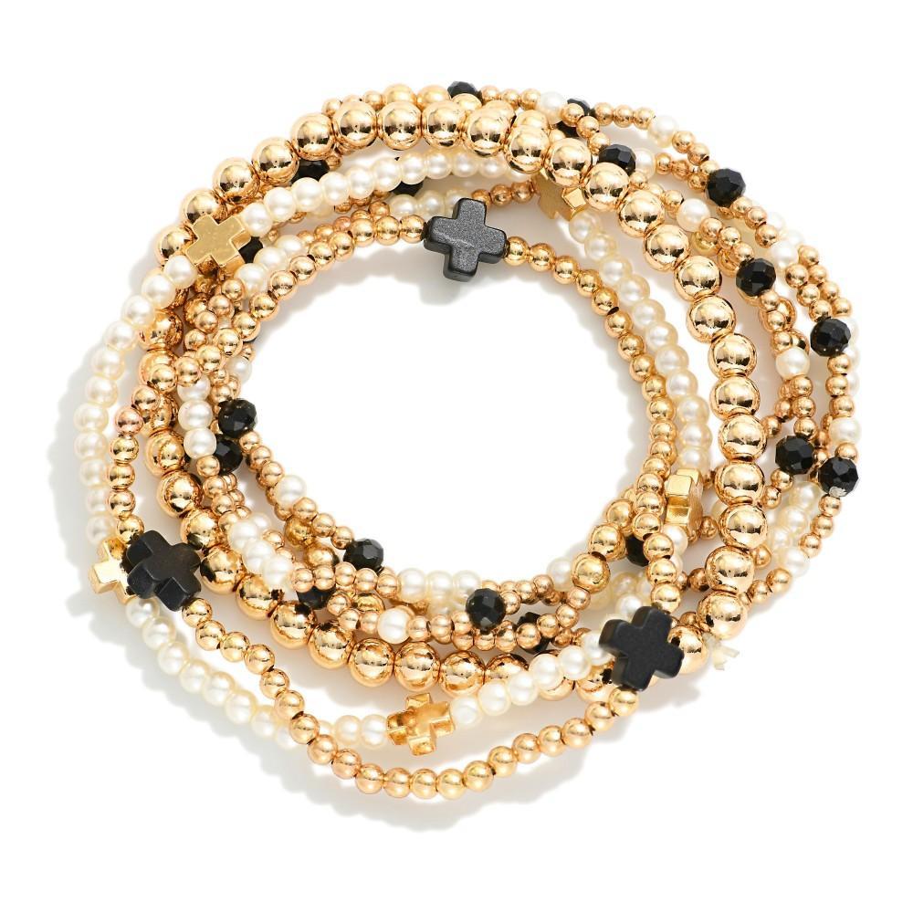 Layered Black & Pearl Bracelet