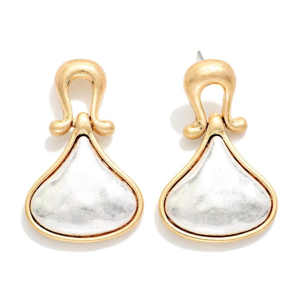 Gold & Silver Sculpted Drop Earrings