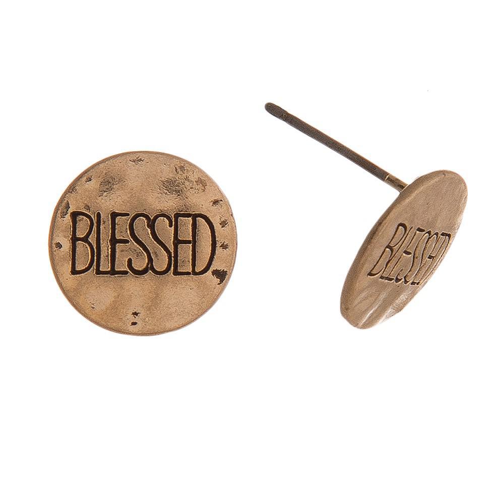 I'm Blessed Stud Earrings- Gold