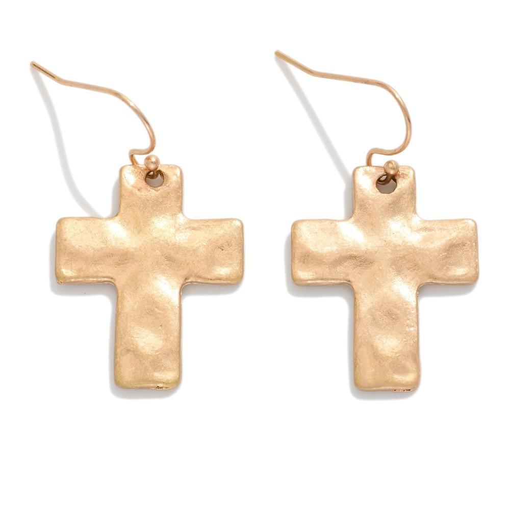 Hammered Cross Earrings