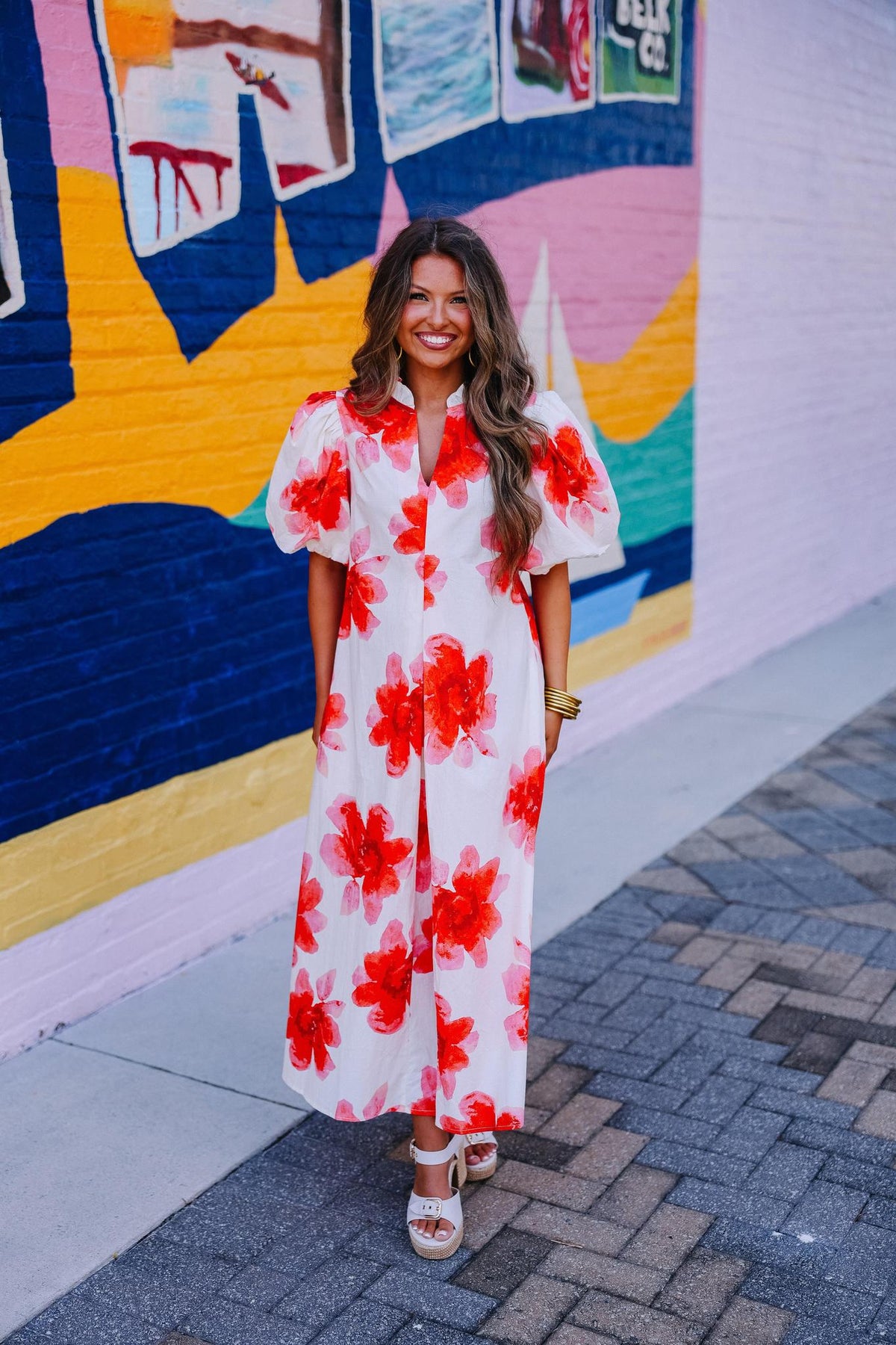 Floral Cream Midi Dress