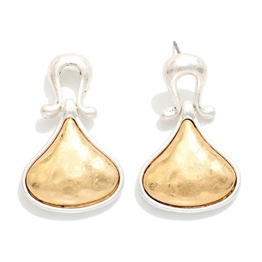 Silver & Gold Sculpted Drop Earrings