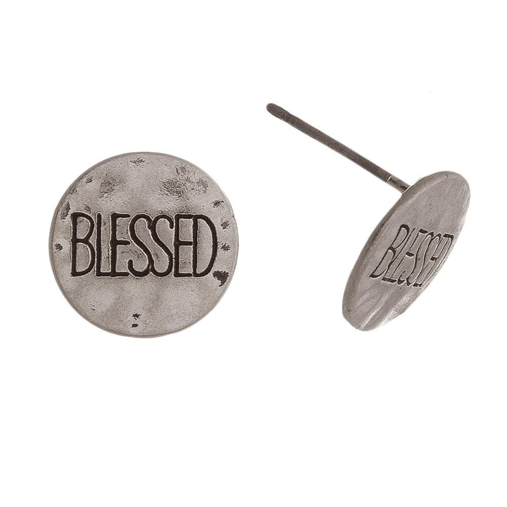 I'm Blessed Stud Earrings- Silver