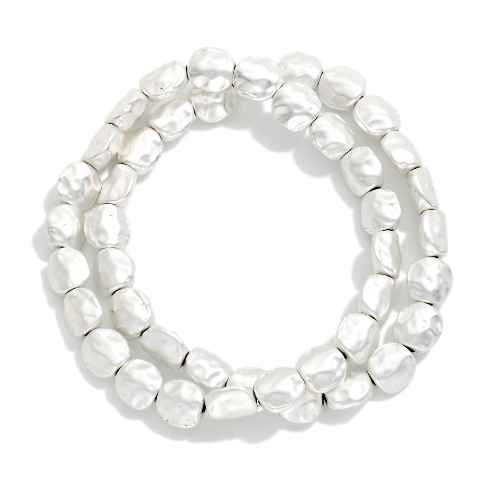 Nugget Silver Beaded Bracelet