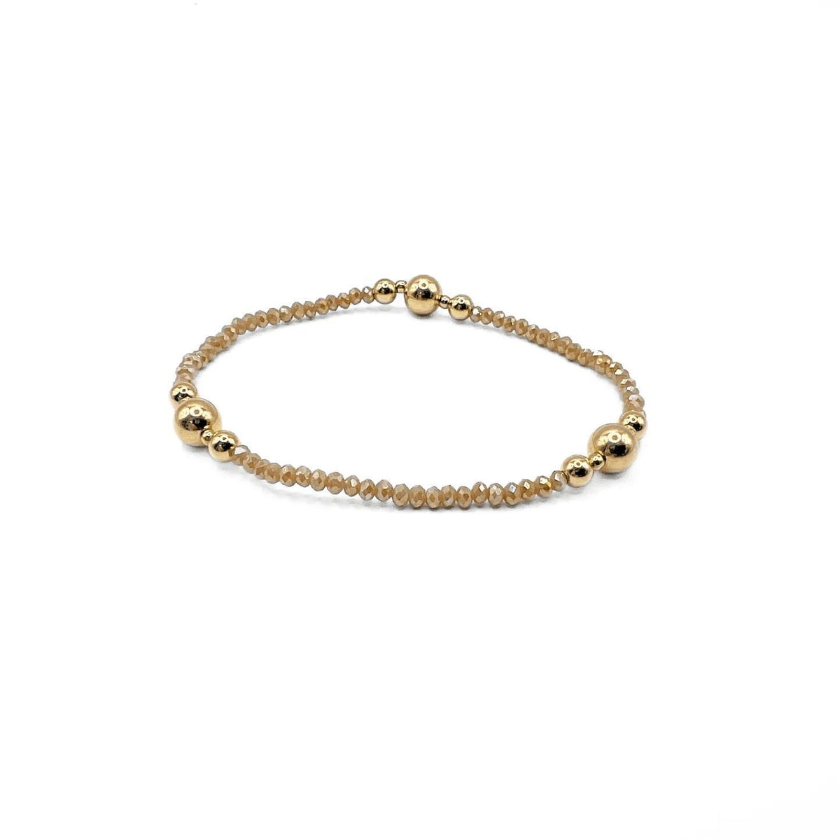 The Nantucket Shimmer Champagne & 14k Gold- Filled Beaded Bracelet by Erin Gray - 6.5"