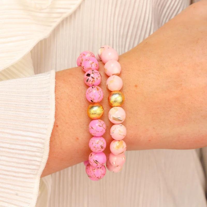 Blush Marble Beaded Bracelet by BuDhaGirl