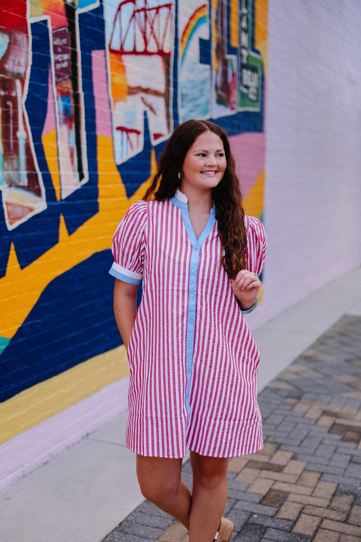 Red & White Striped Mini Dress