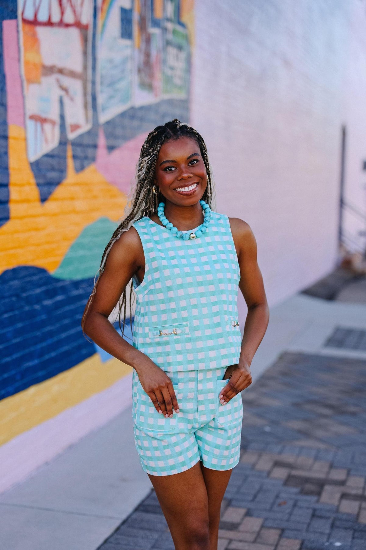 Mint Plaid Short Set