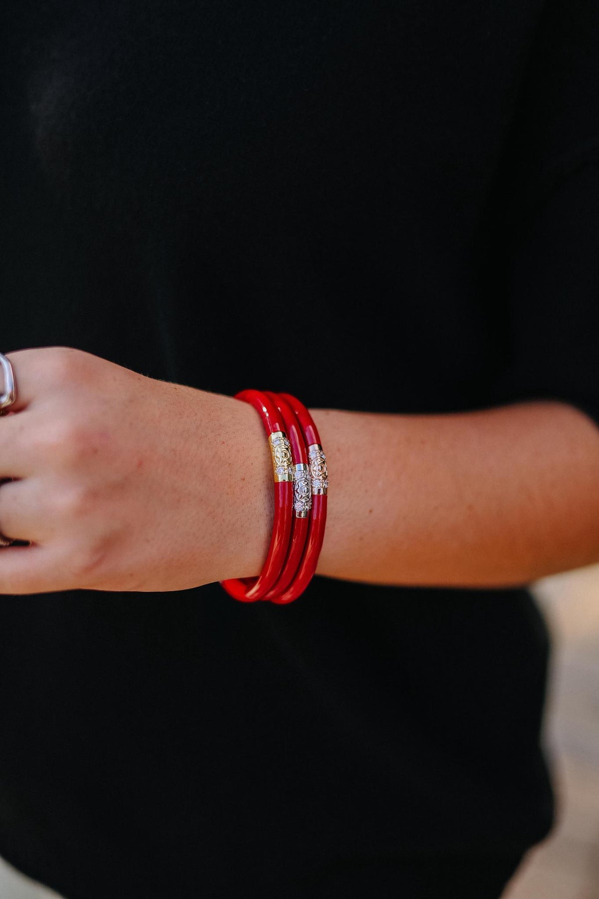 Red Three Kings All Weather Bangles (Set of 3) By BuDhaGirl