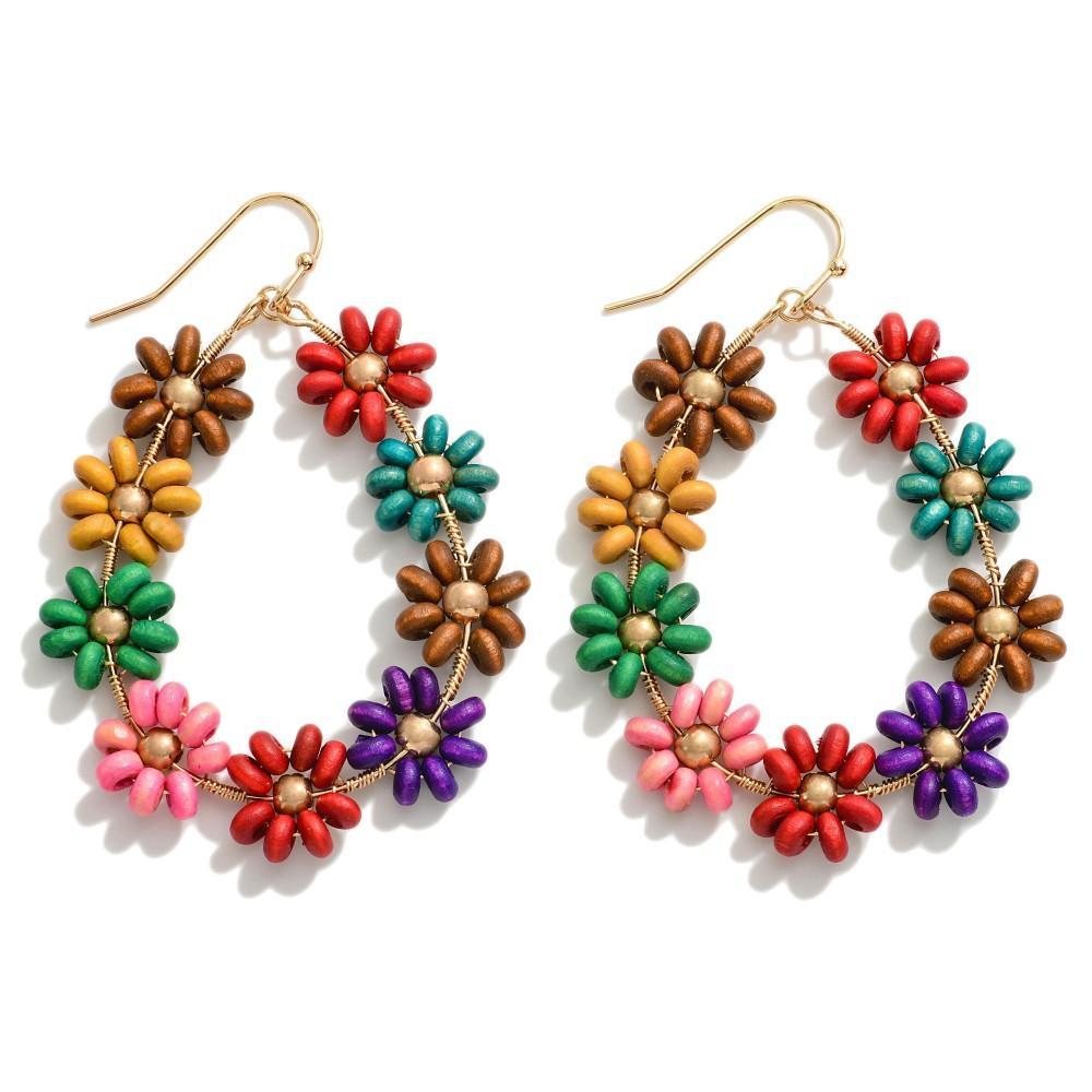 Beaded Flower Drop Earrings