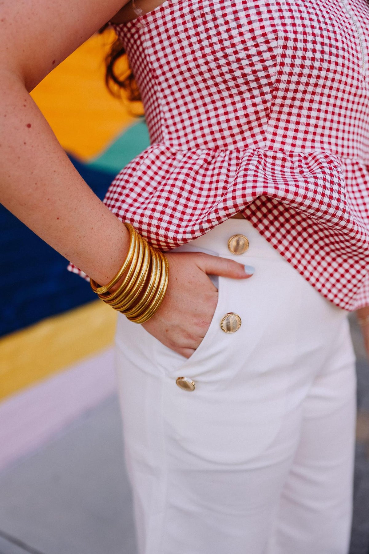 Red Gingham Peplum Top
