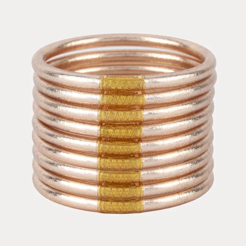 Champagne All Weather Bangles (Set Of 9) - Serenity Prayer by BuDhaGirl