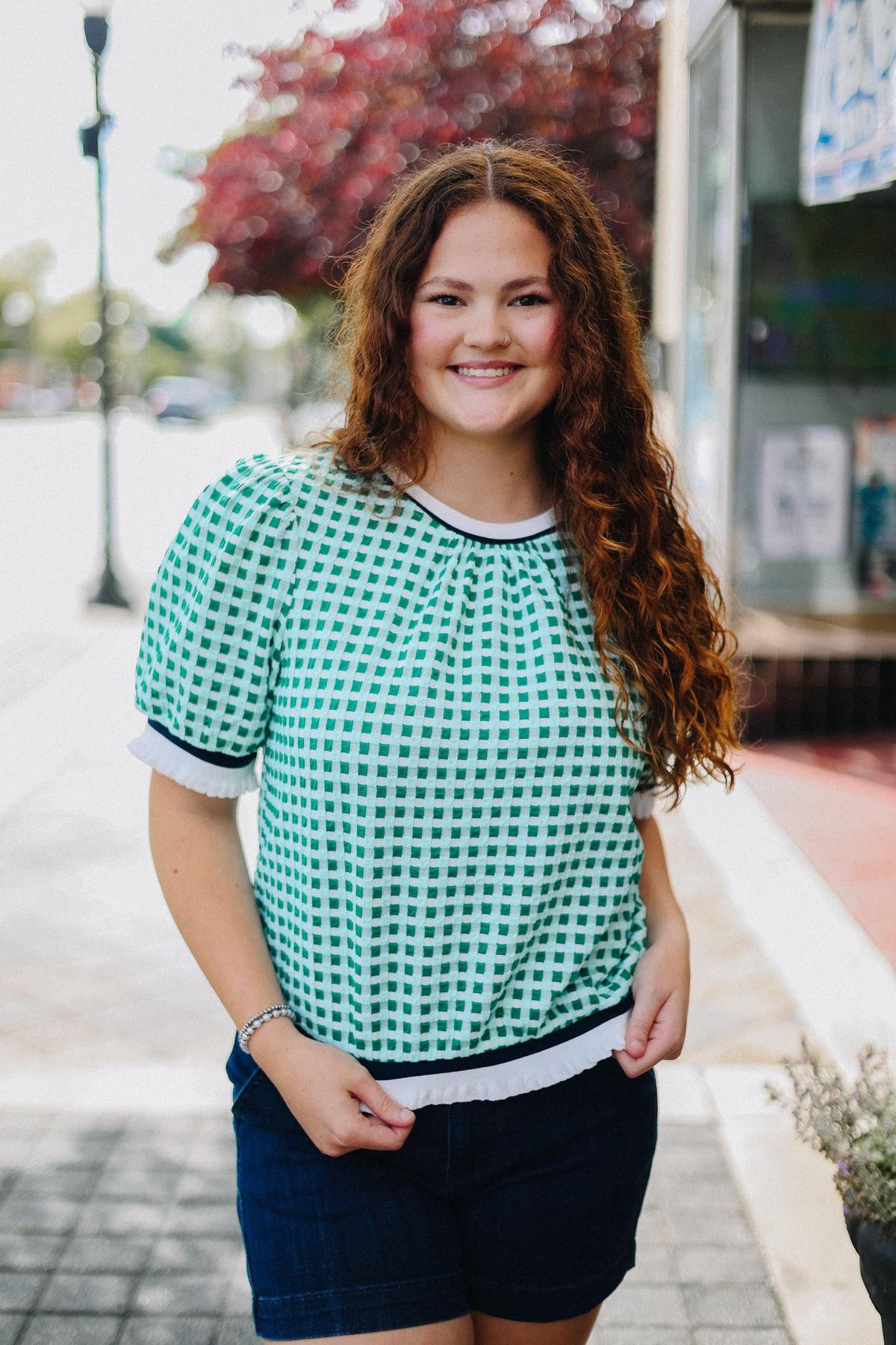 Botanical Brunch Plaid Knit Top