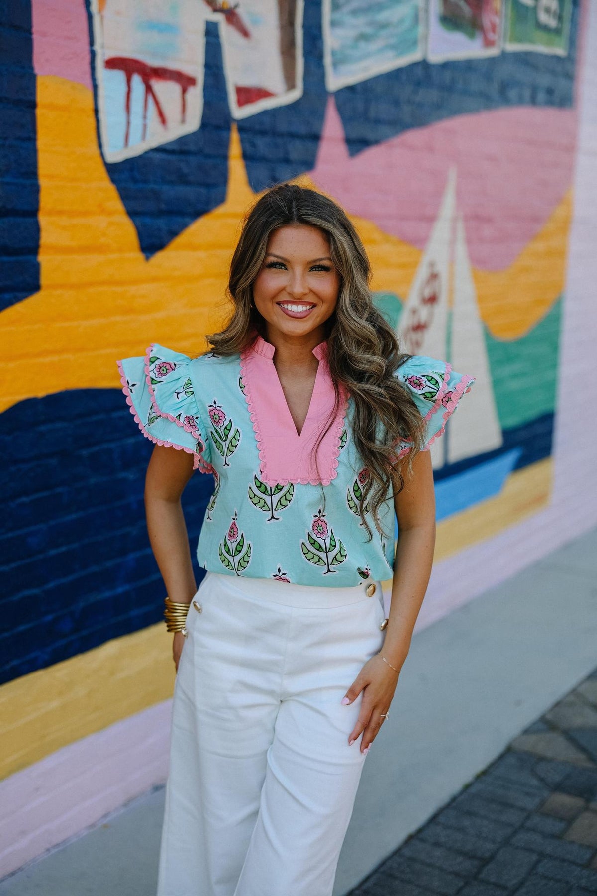 Mint Floral Breeze Top