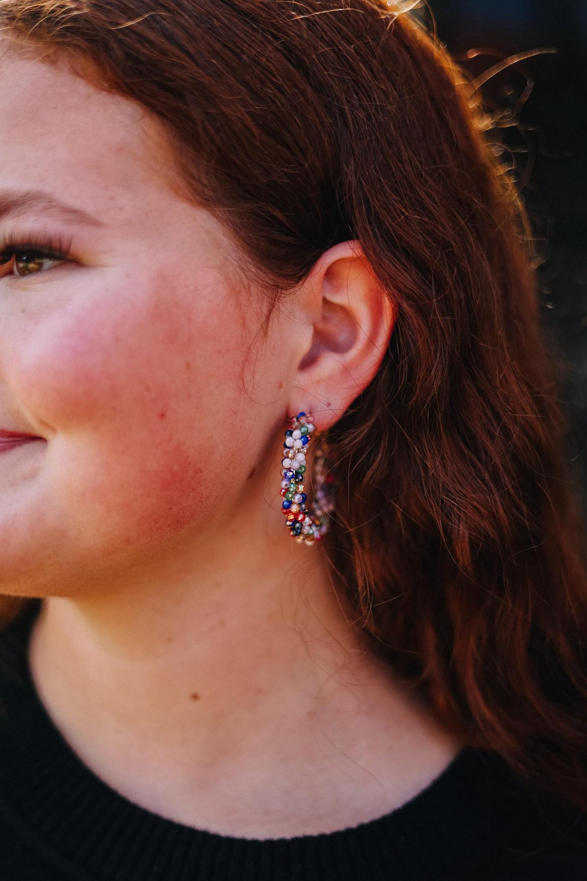 Bead The Way Hoops (Blue Multi)
