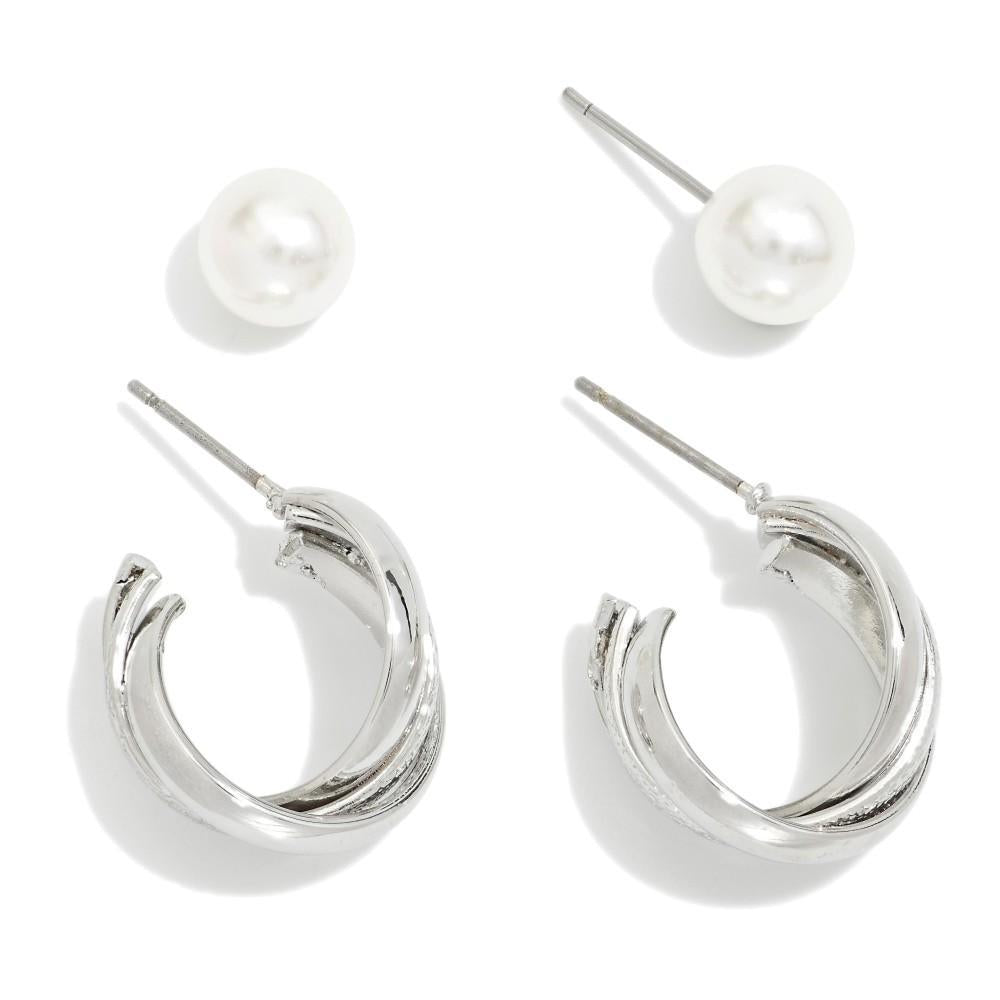Pearl & Twist Hoop Earrings