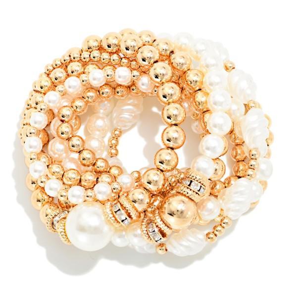 Pearl & Gold Bracelet Set