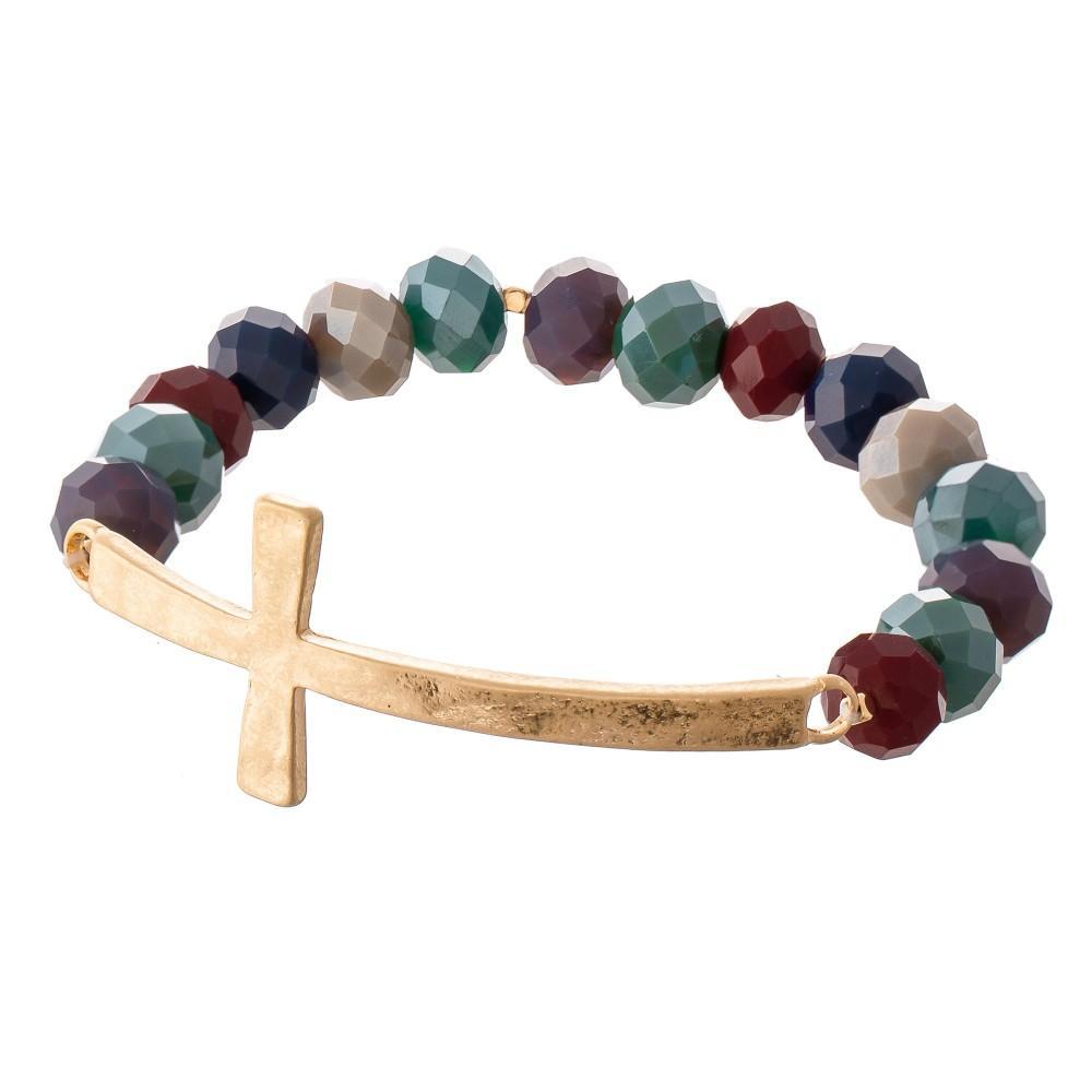 Multi Beaded Cross Bracelet