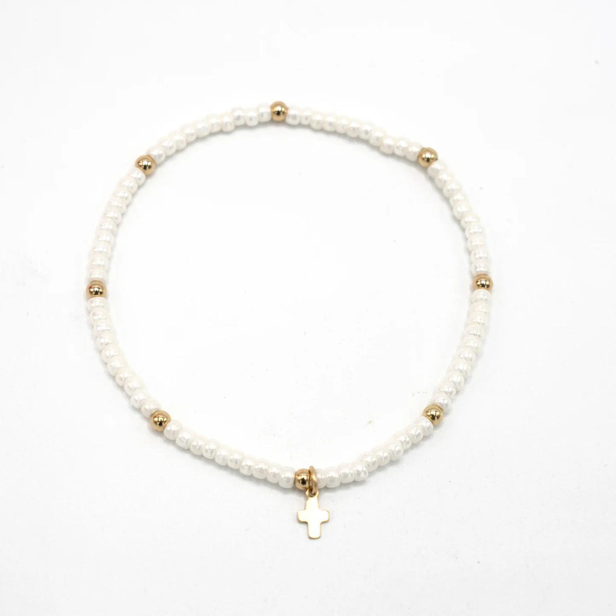 Luxe Cross Bracelet in PEARL WHITE