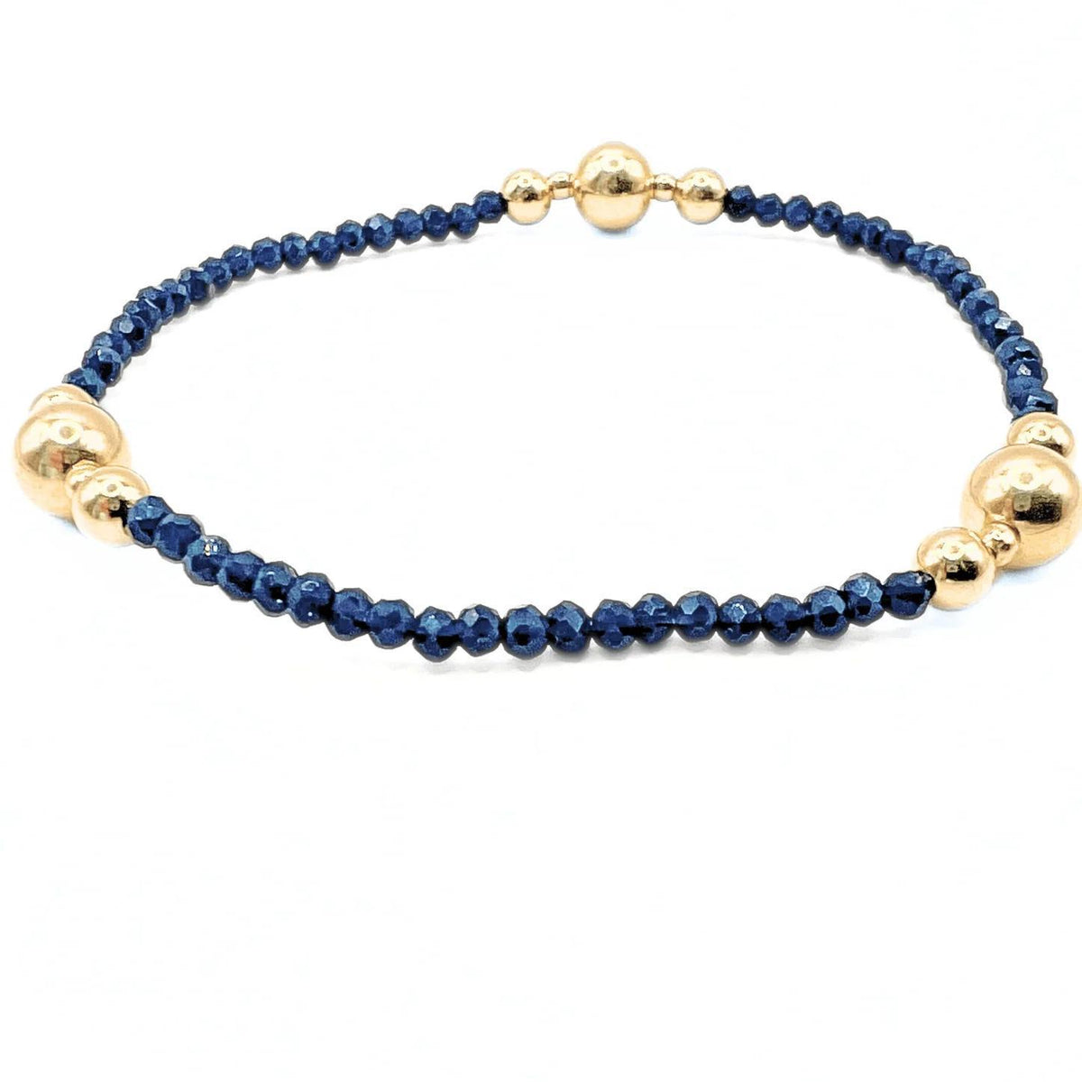 The Nantucket Shimmer Navy & 14k Gold- Filled Beaded Bracelet by Erin Gray
