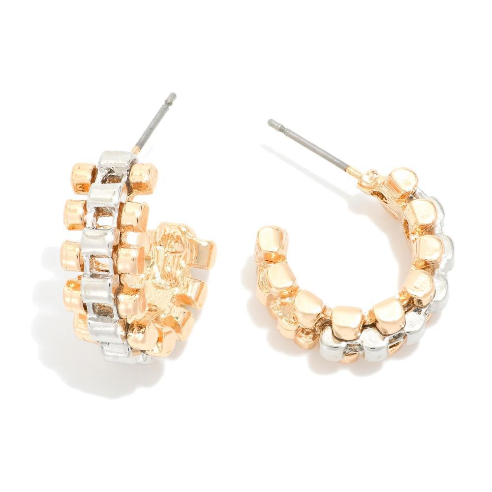 Champagne Crystal Hoops (Gold/Silver)