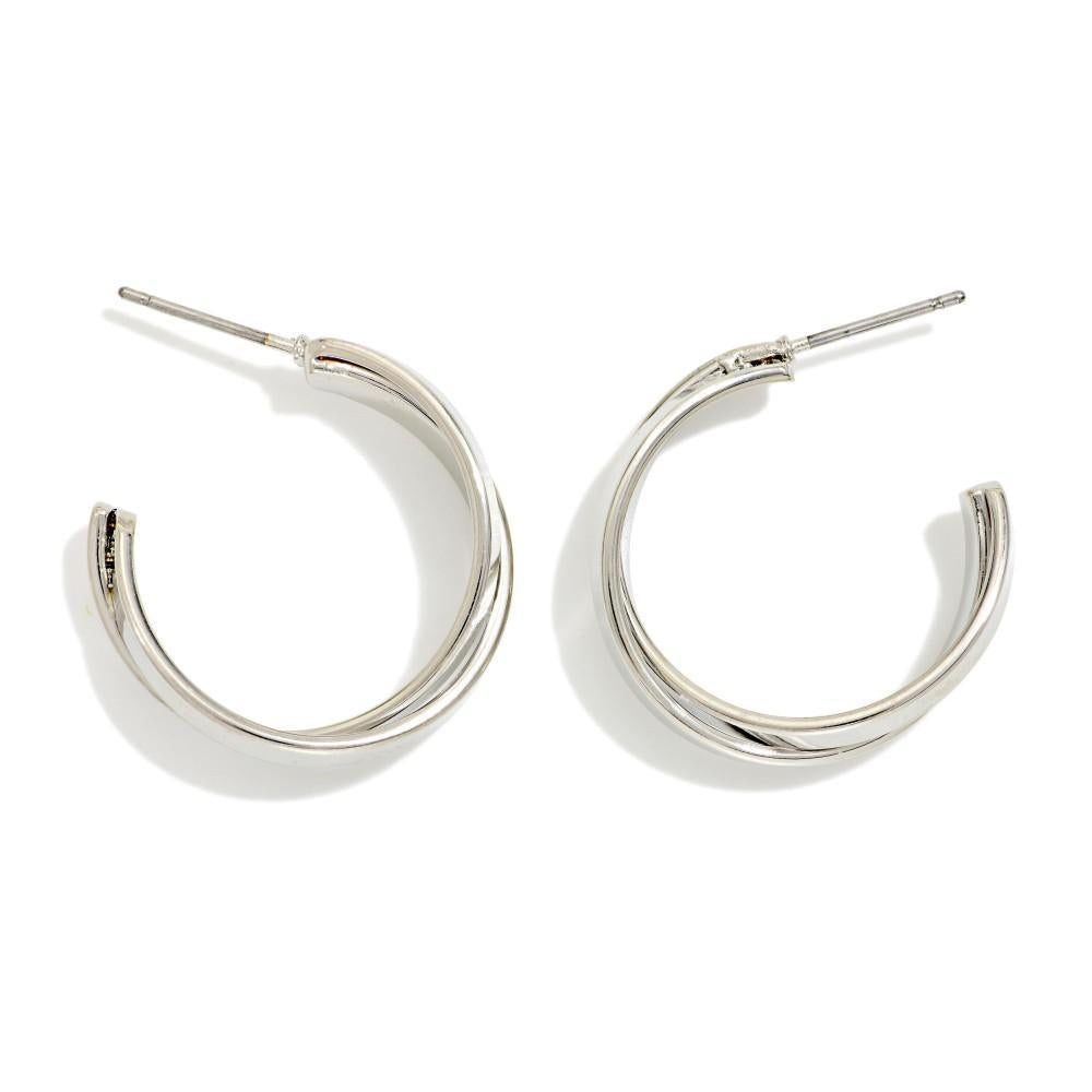 Double Layered Silver Hoop Earrings
