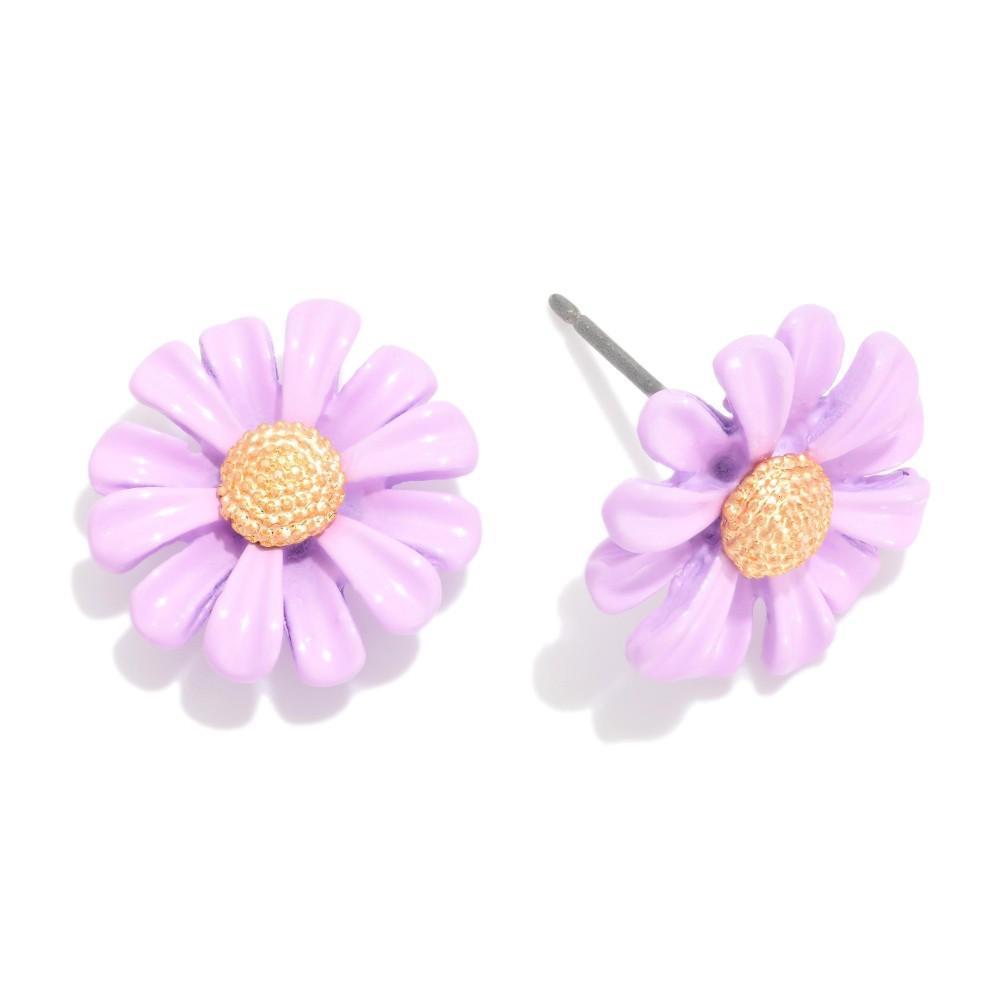 Purple Flower Stud Earrings