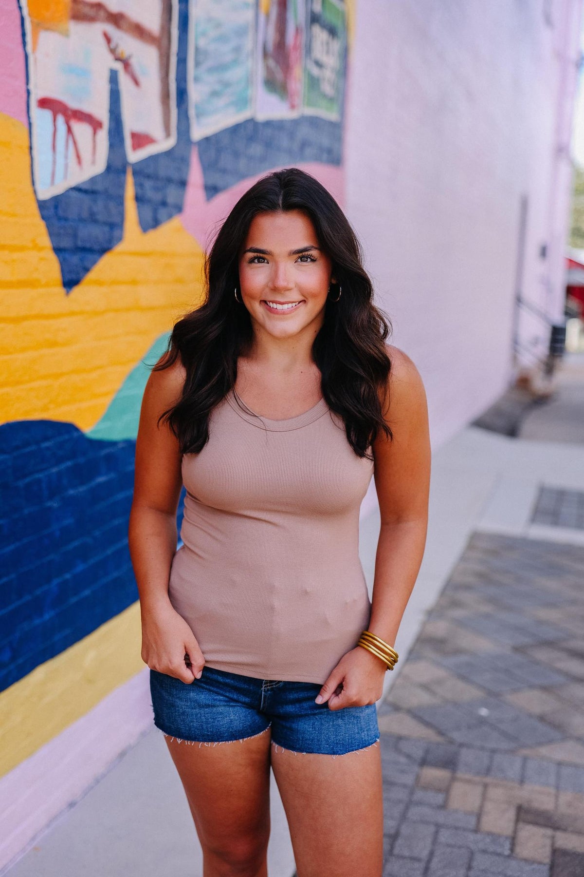 Taupe Tank With Built In Bra
