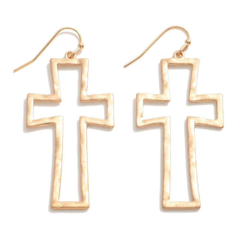 Golden Toggle Cross Dangle Earrings