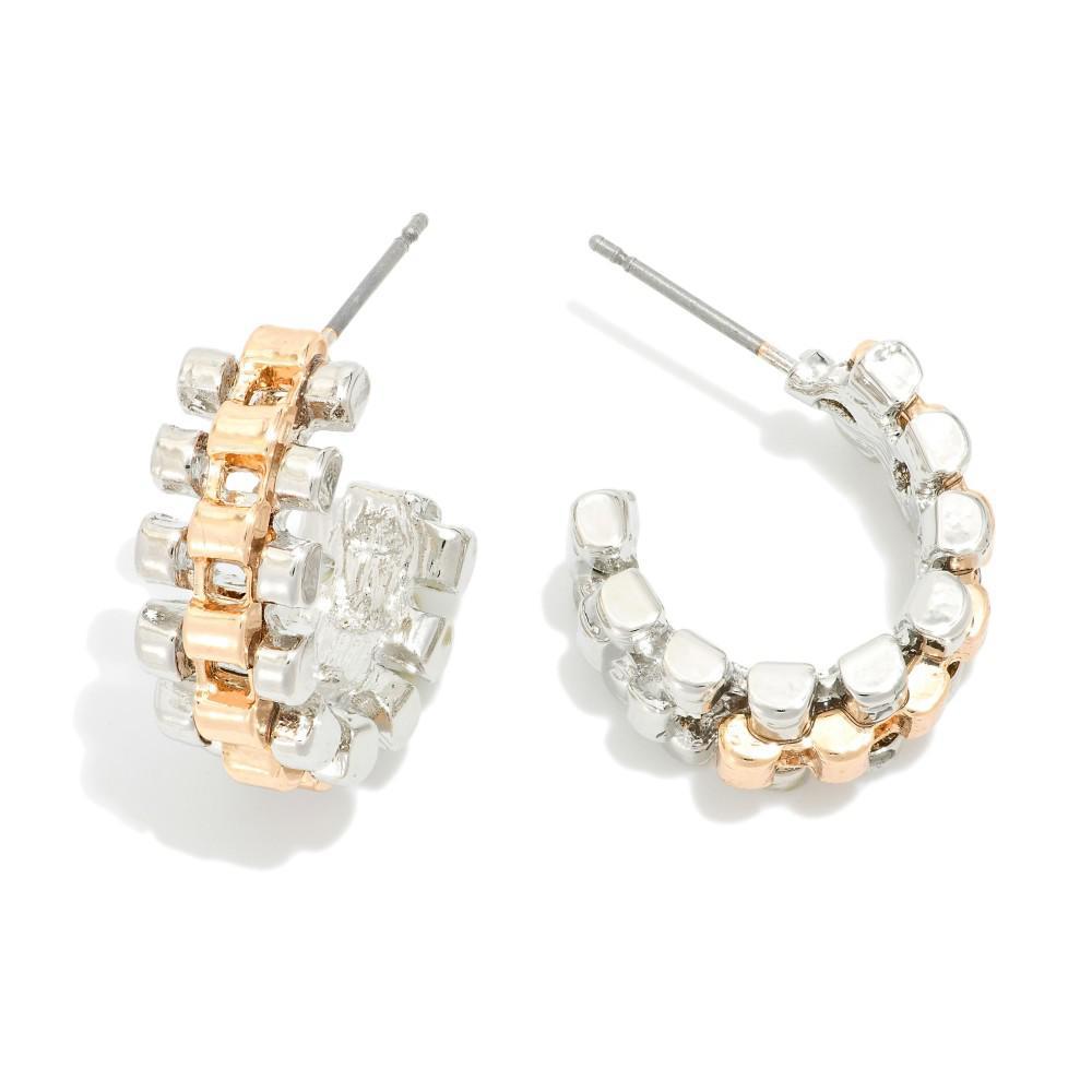 Champagne Crystal Hoops (Silver/Gold)