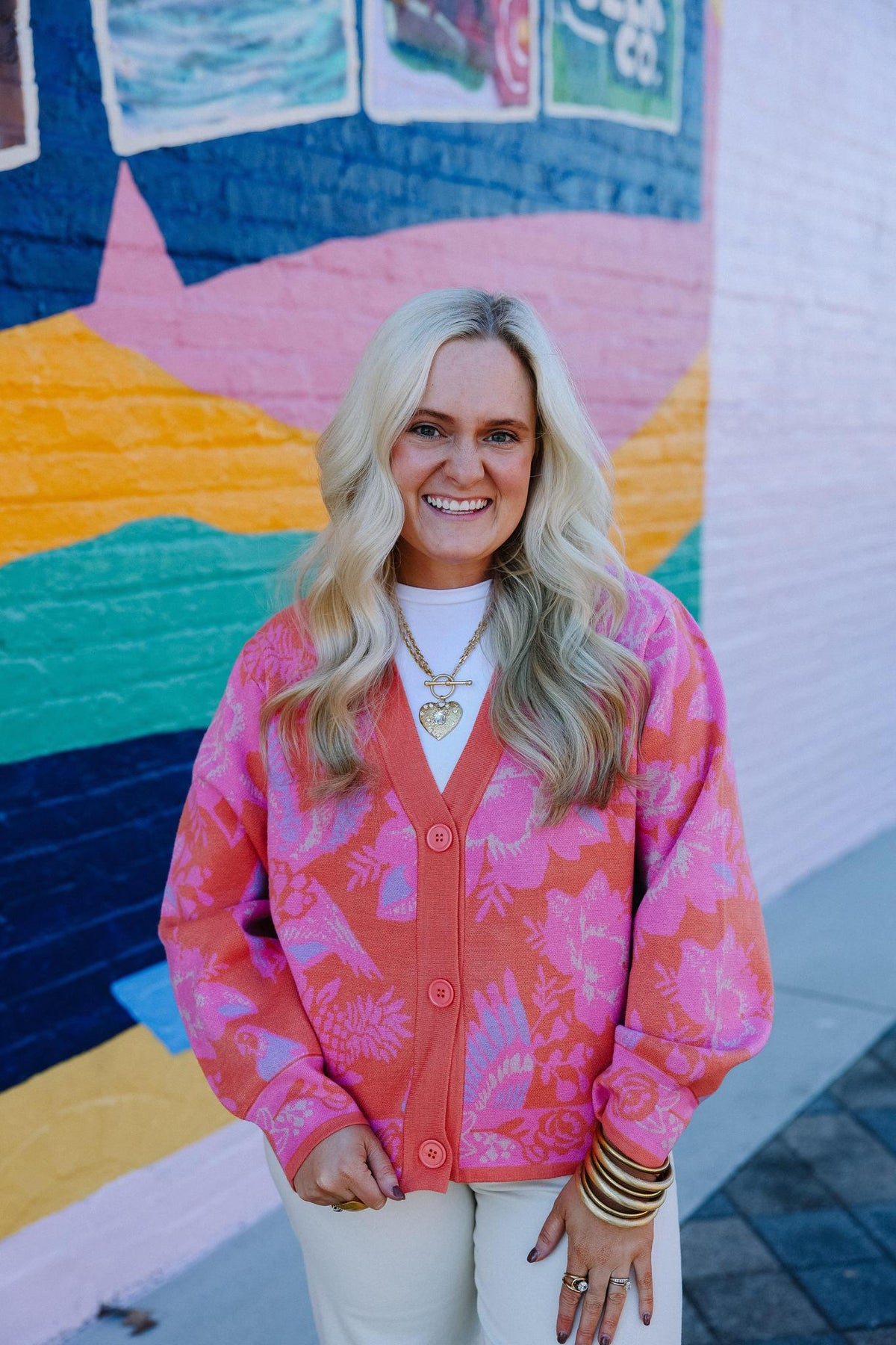 Coral Crush Floral Cardigan