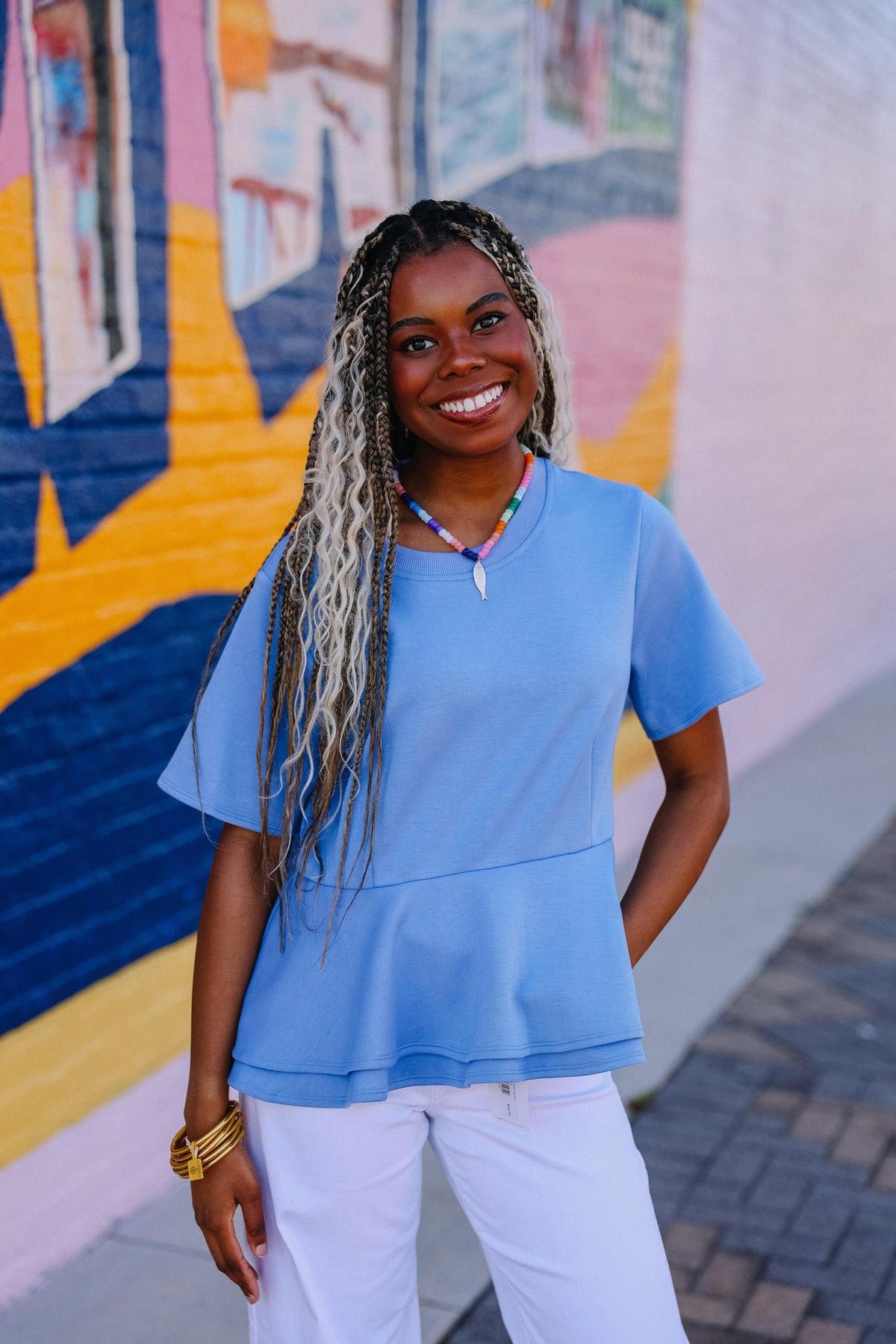 Chambray Peplum Top
