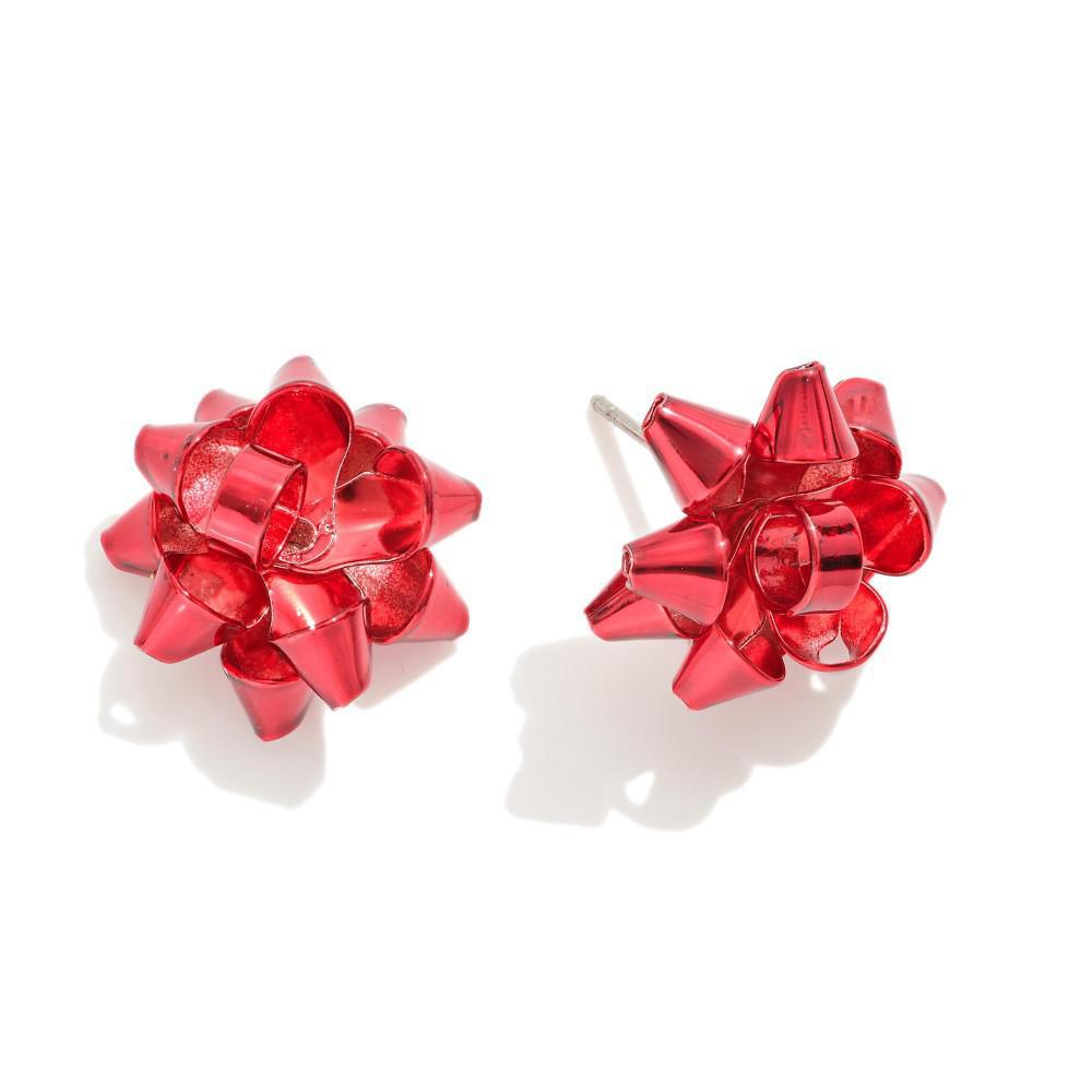 Bow On Top Studs -Red