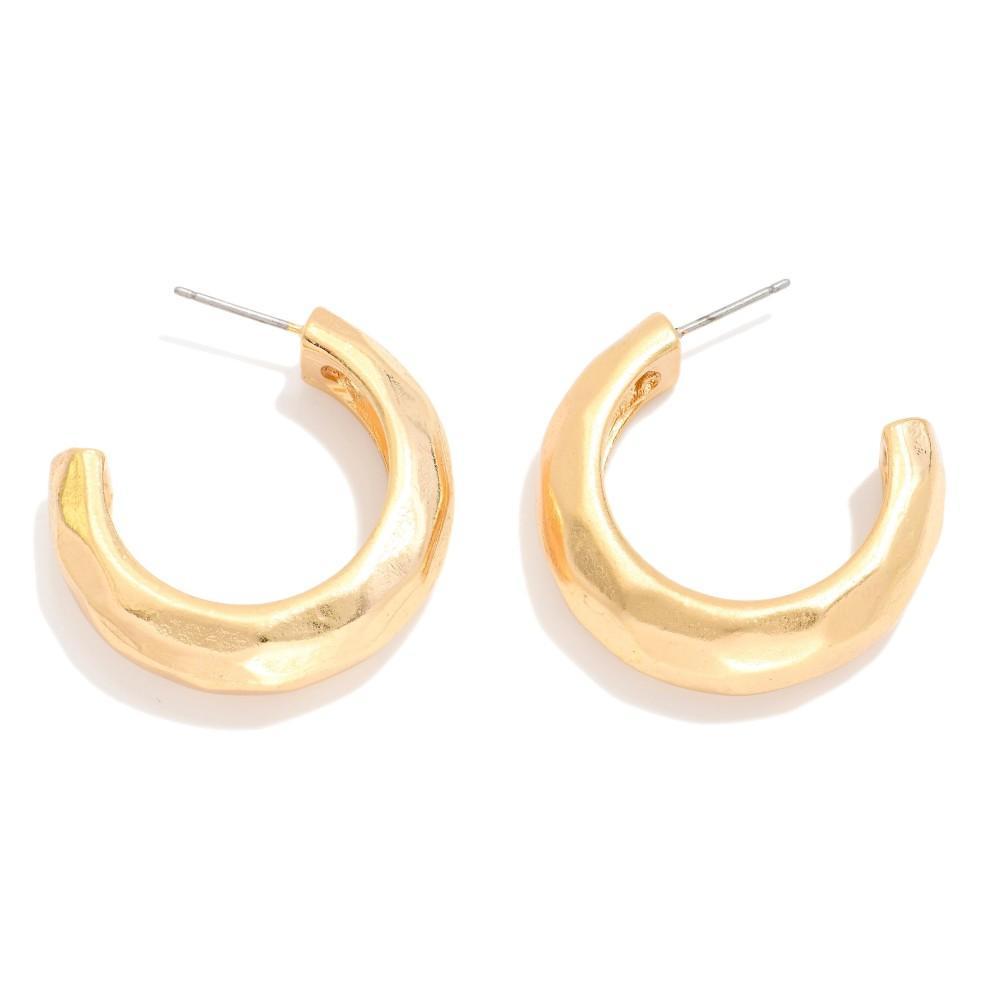 Golden Hammer Hoop Earrings