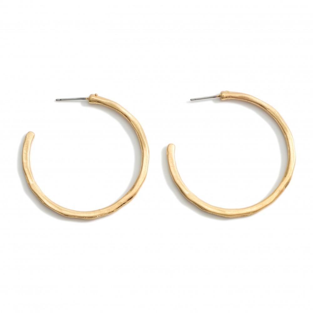 Gold Hammered Hoops