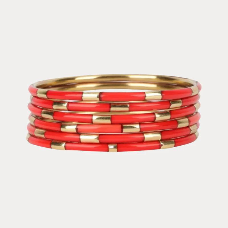 Coral Veda Bangles - Set of 6 By BuDha Girl