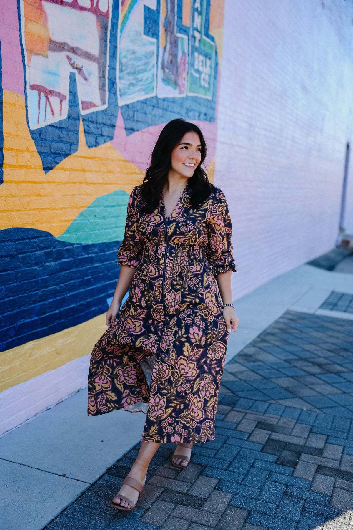 Floral Elegance Zip Dress