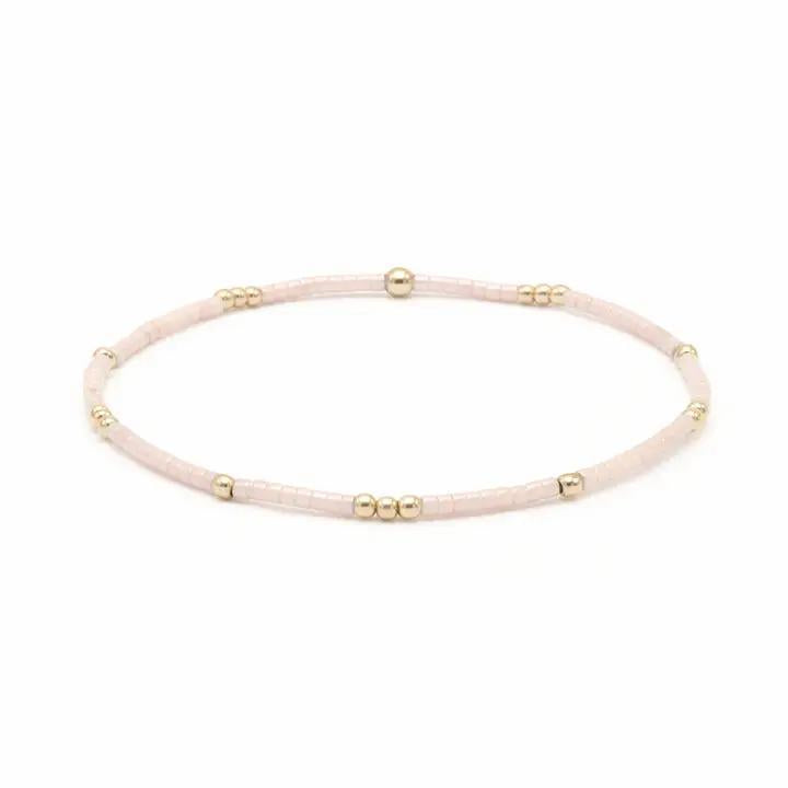 2mm Newport Palest Pink + Gold Filled Waterproof Bracelet-6.5"