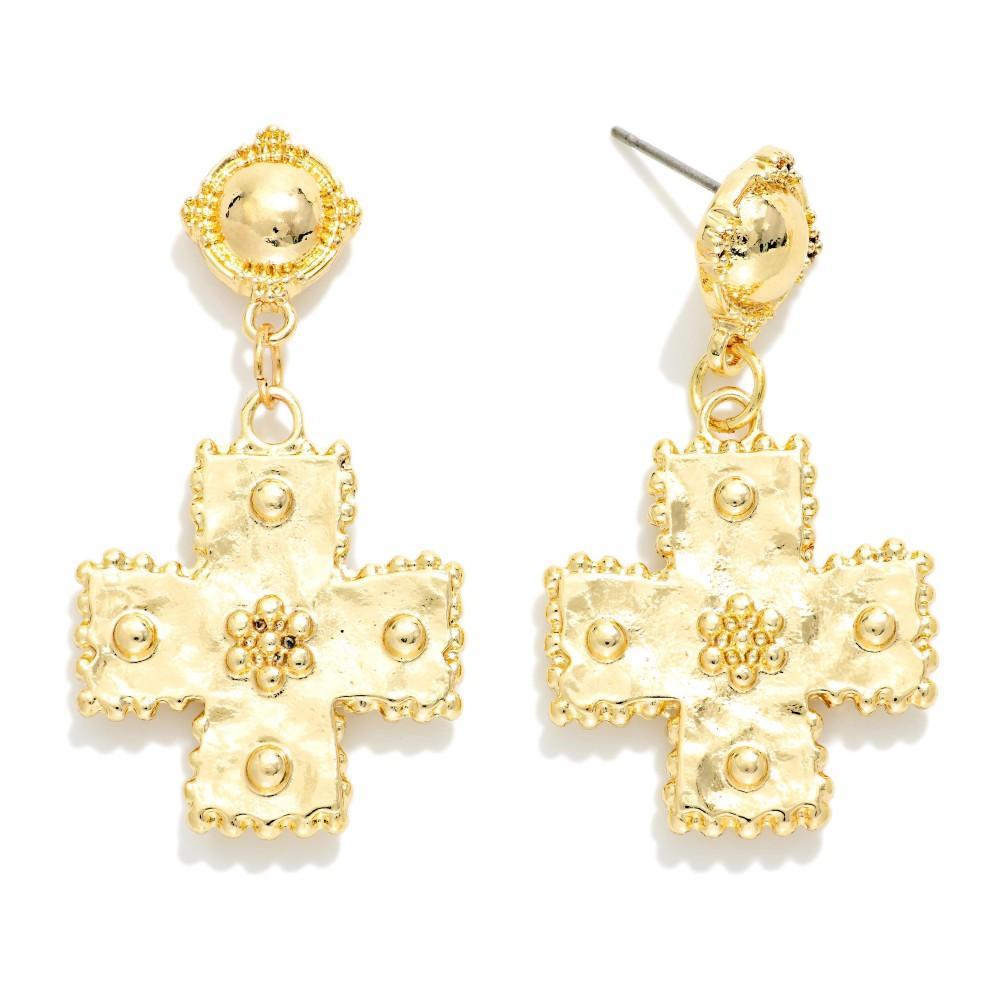 Hammered Cross Earrings